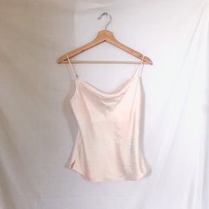 abercrombie // light pink cowlneck satin blouse